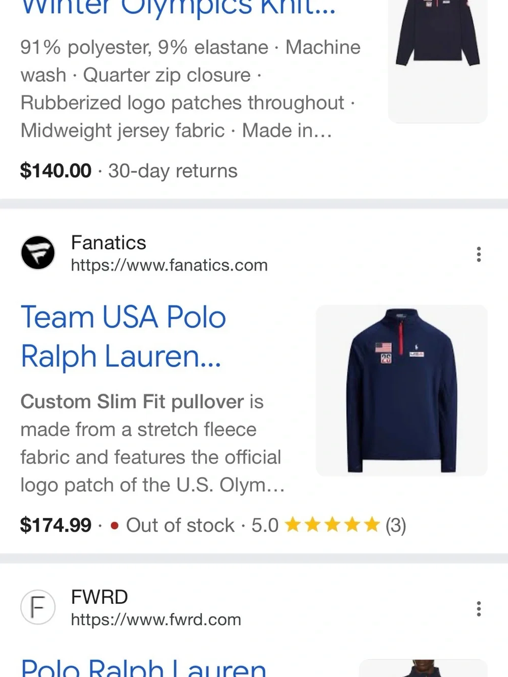 Polo by Ralph Lauren Navy USA Quarter-Zip Performance Pullover with Red Zip